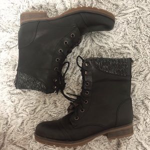Black ankle combat boots